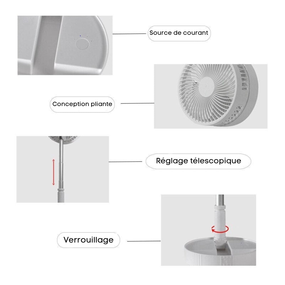 FoldAir - Ventilateur portable rétractable sans fil (CJ)
