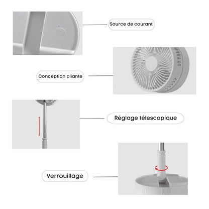 FoldAir - Ventilateur portable rétractable sans fil (CJ)